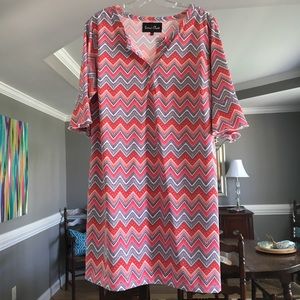 Fun multi color chevron print dress
